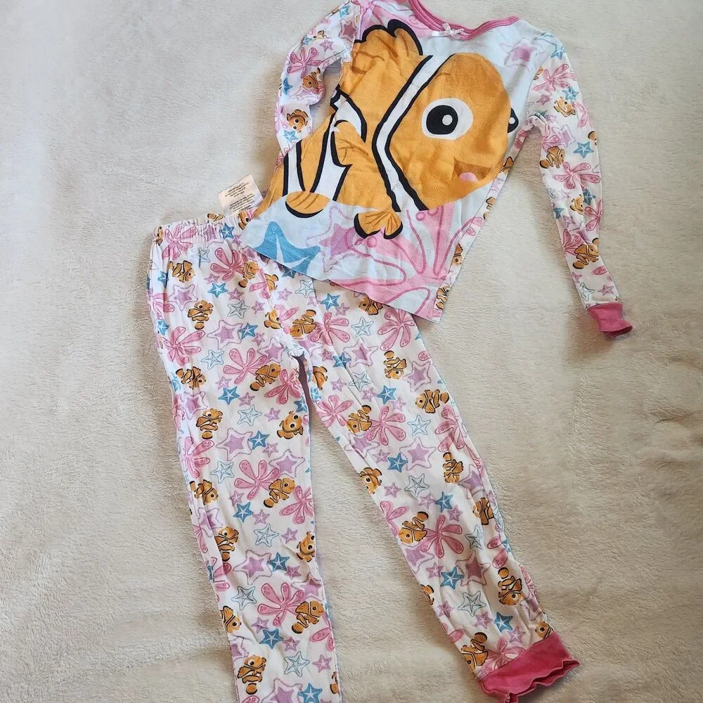 Vintage Disney Store Finding Nemo Pajamas Set Size 6 Coral Pink Rare Y2K